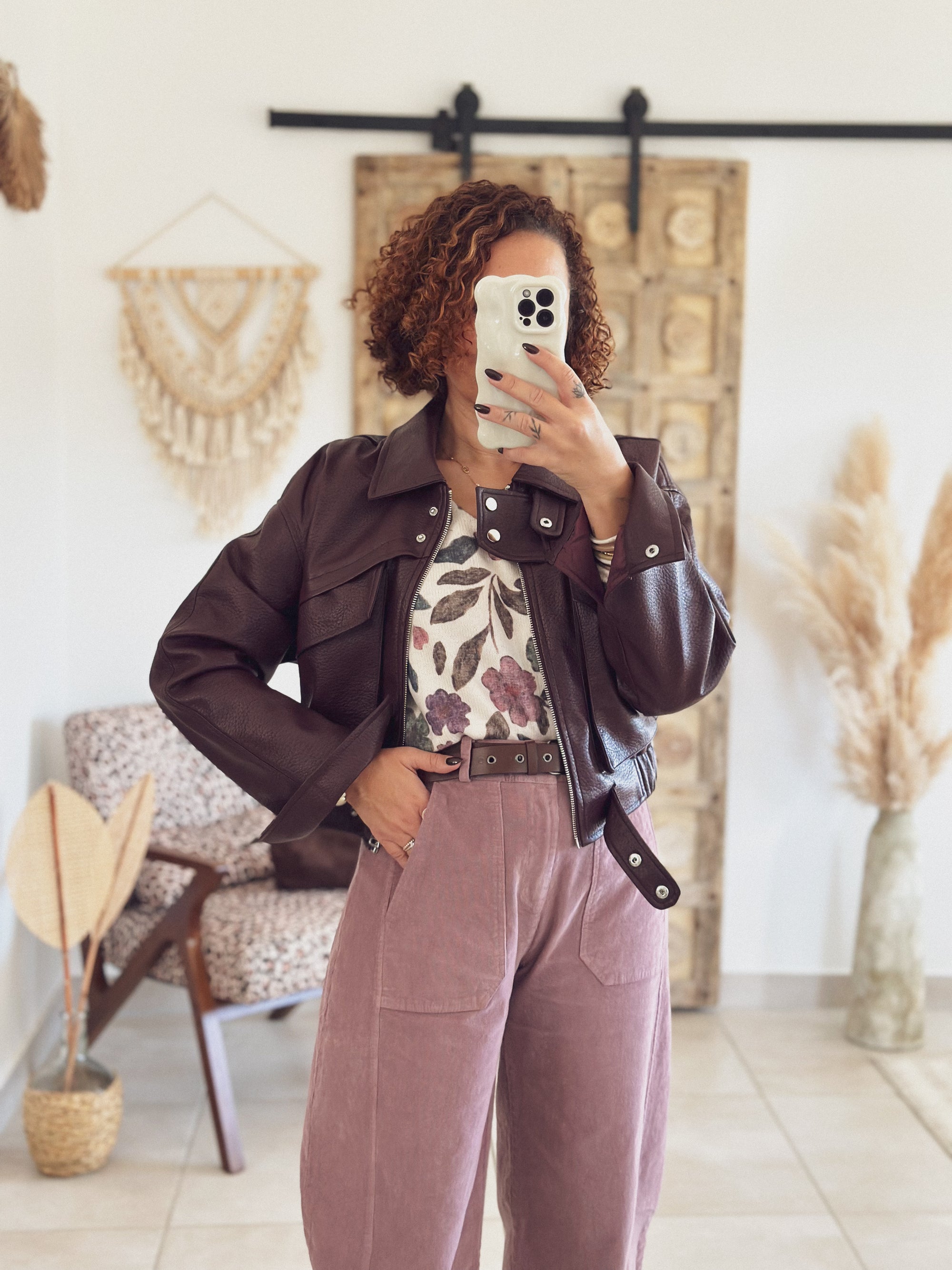 Veste Mila – Bordeaux effet cuir grainé