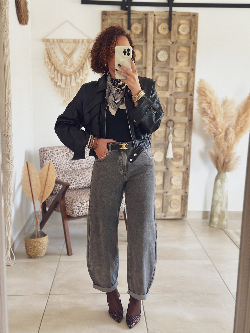 Veste Mila – Noir effet cuir grainé