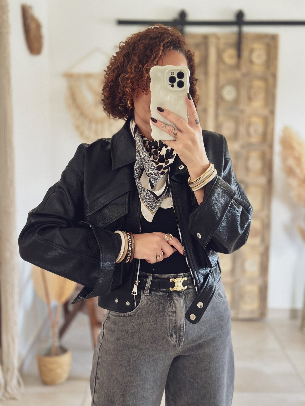 Veste Mila – Noir effet cuir grainé