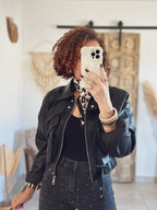 Veste Mila – Noir effet cuir grainé