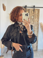 Veste Mila – Noir effet cuir grainé