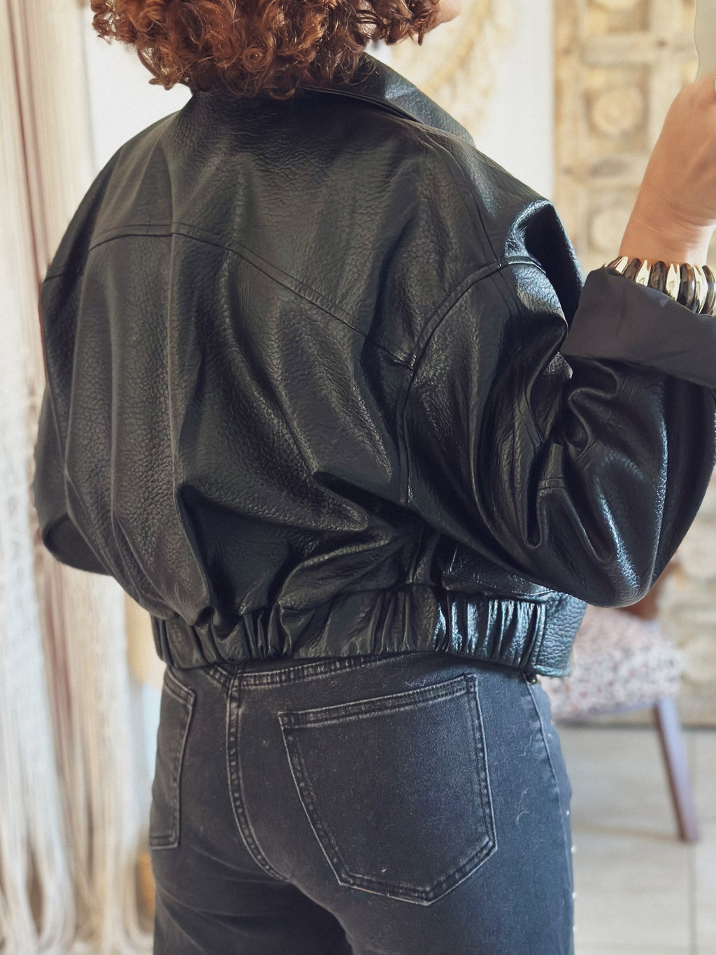 Veste Mila – Noir effet cuir grainé
