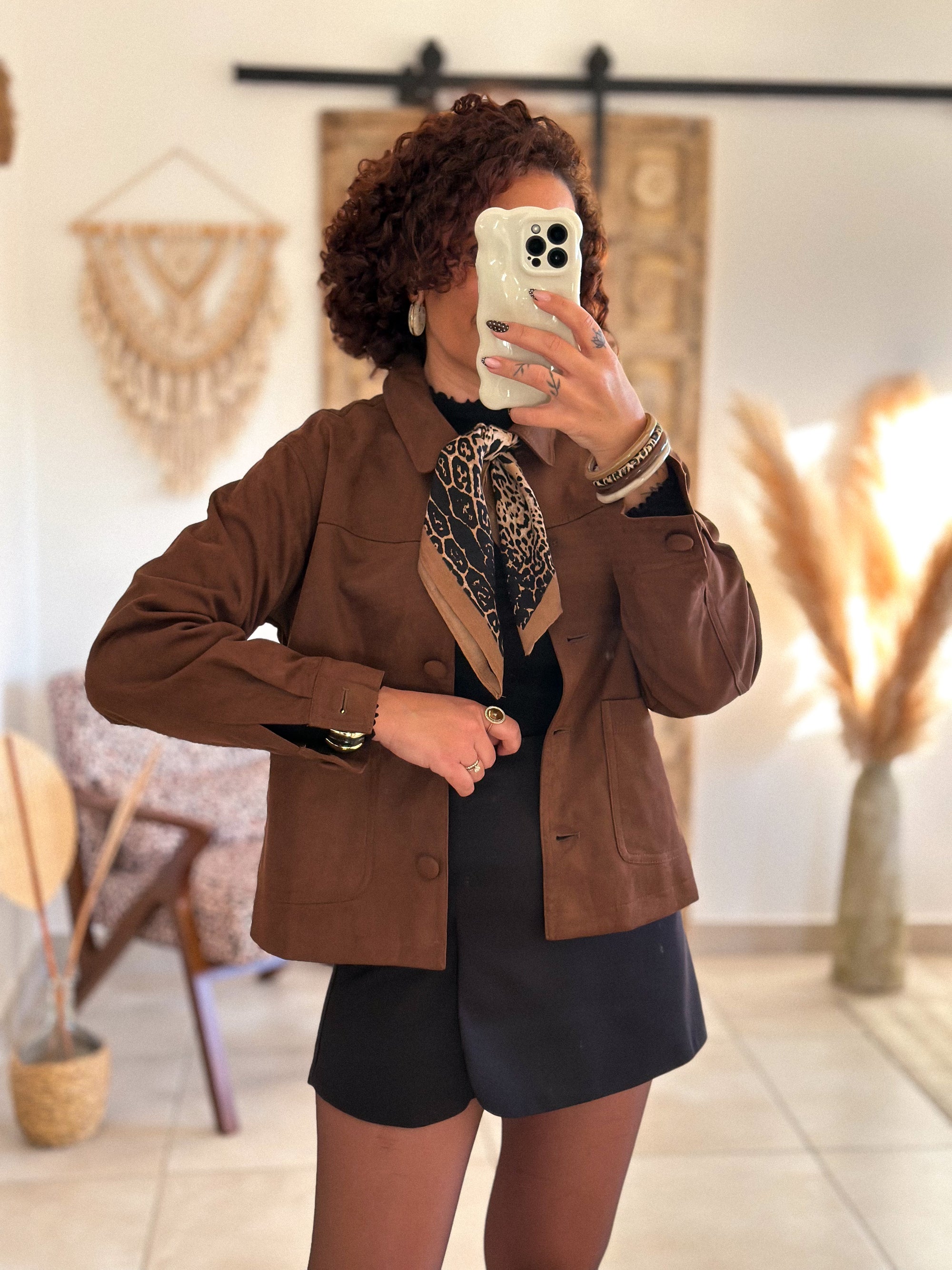 Veste Nora - Suédine camel