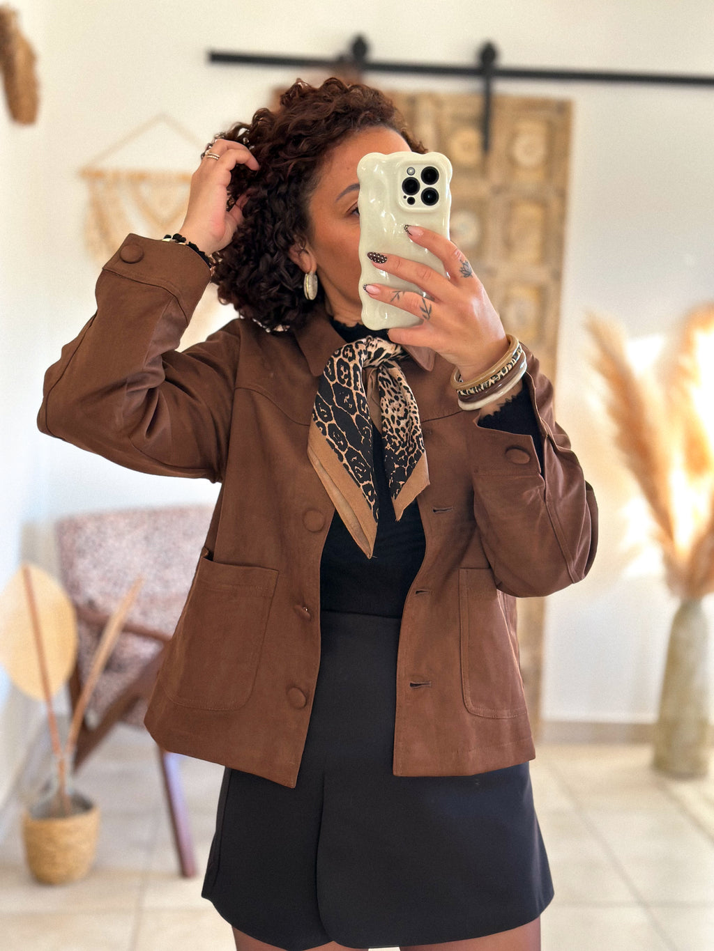 Veste Nora - Suédine camel