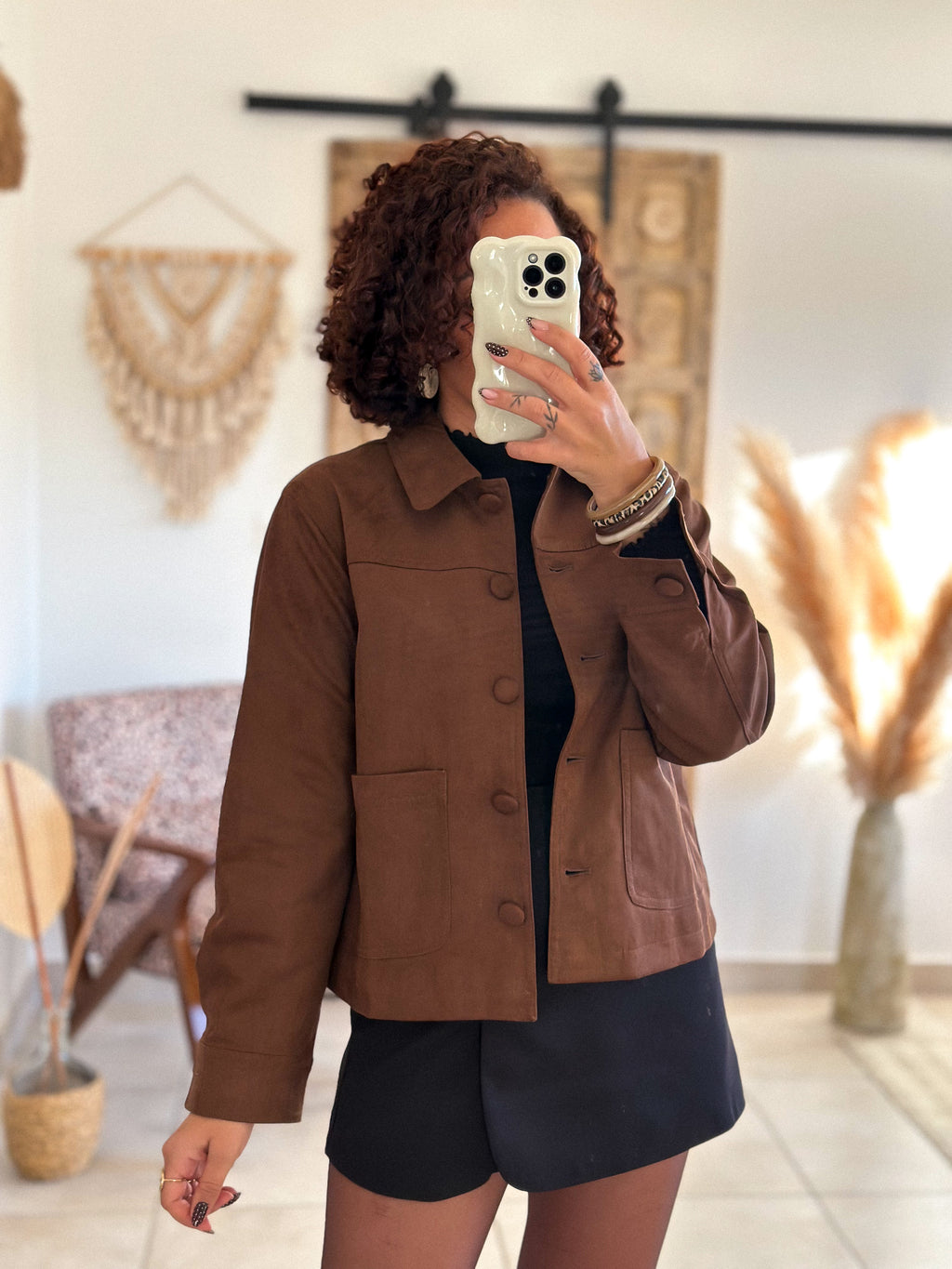 Veste Nora - Suédine camel