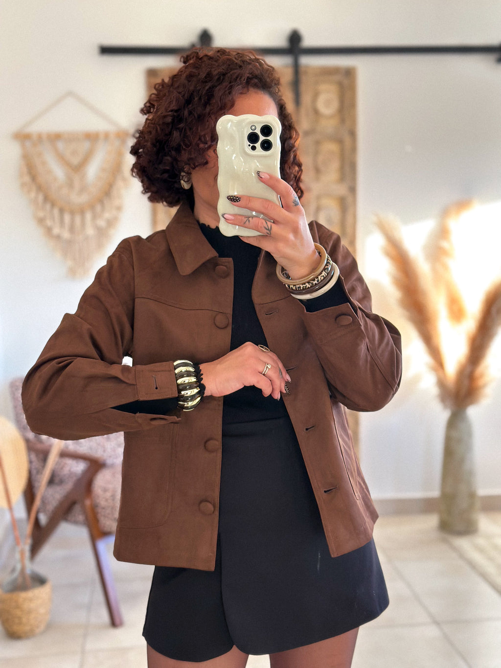 Veste Nora - Suédine camel