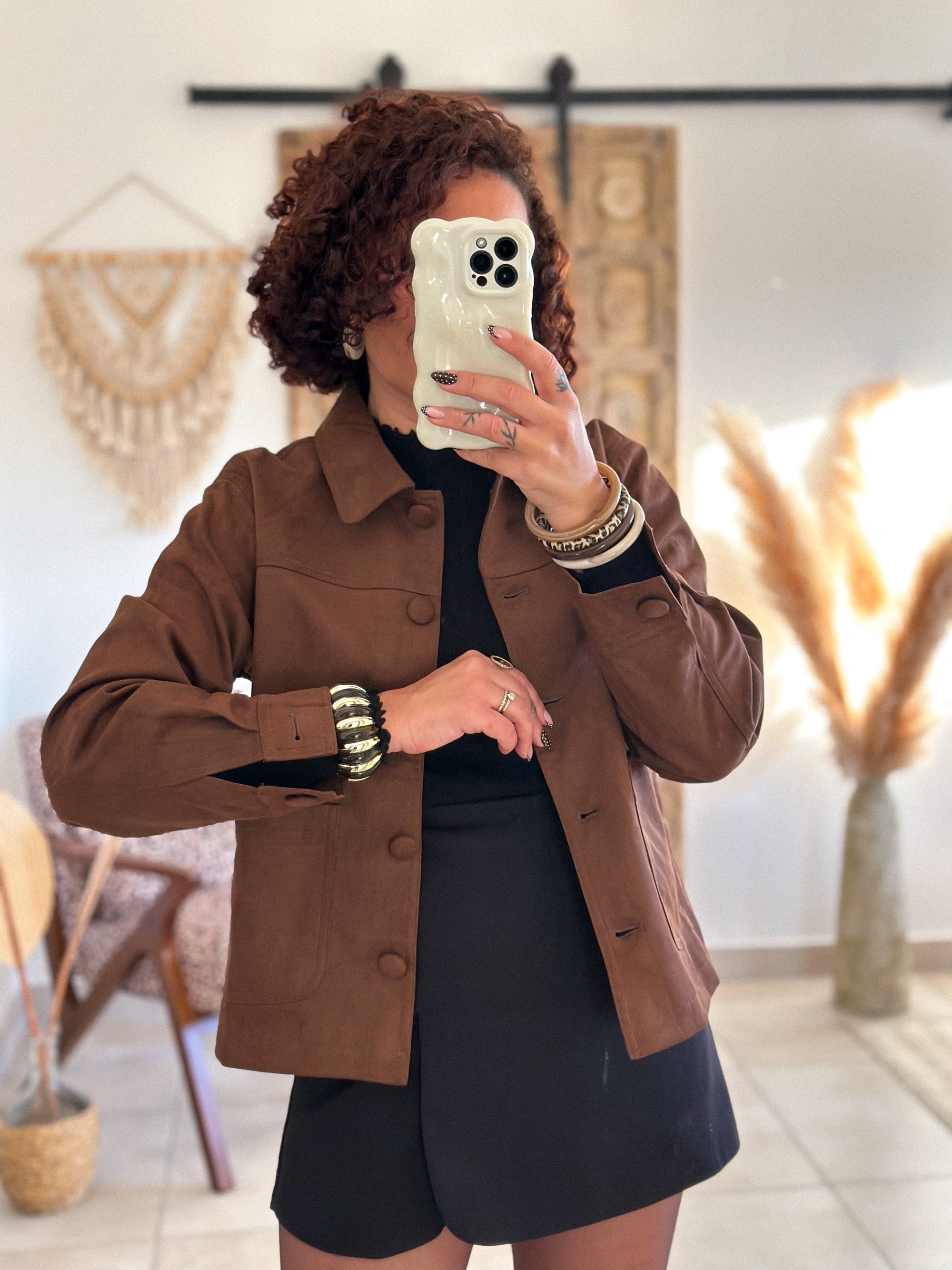 Veste Nora - Suédine camel