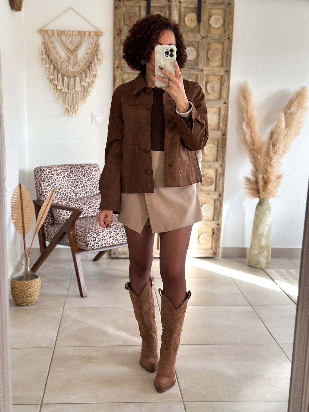 Veste Nora - Suédine camel