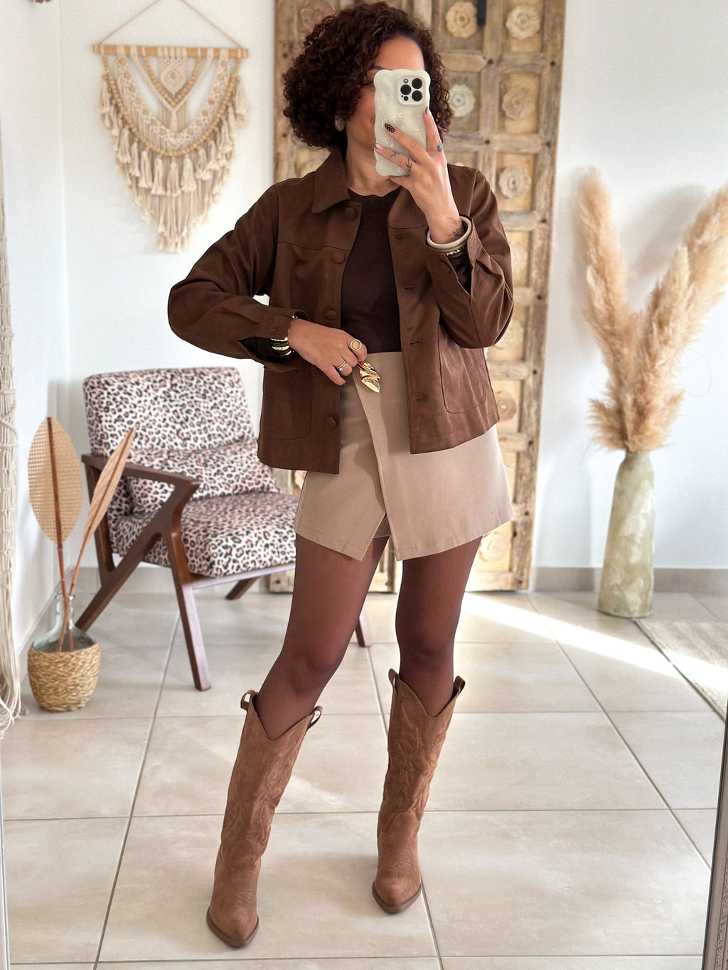 Veste Nora - Suédine camel