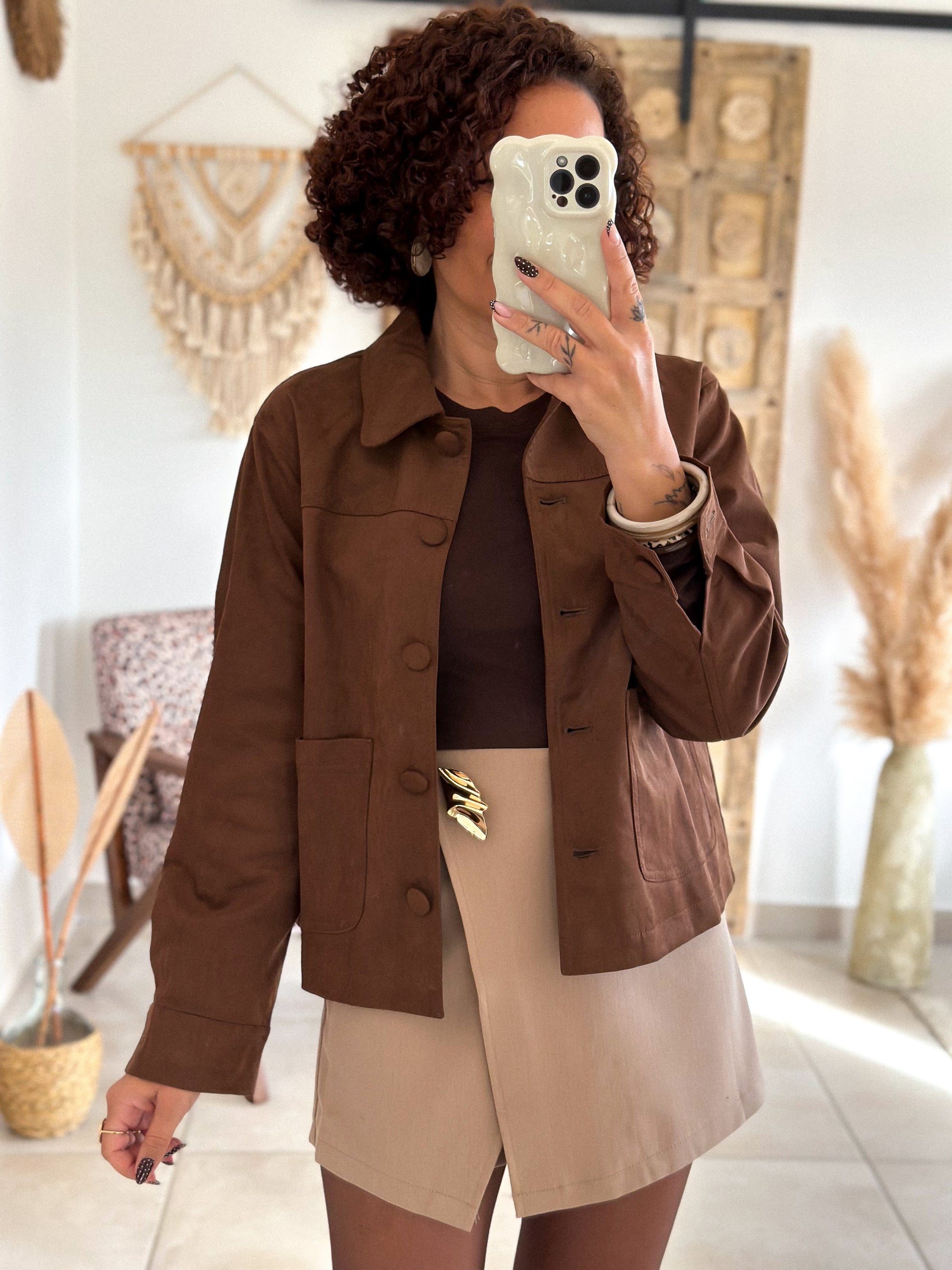 Veste Nora - Suédine camel