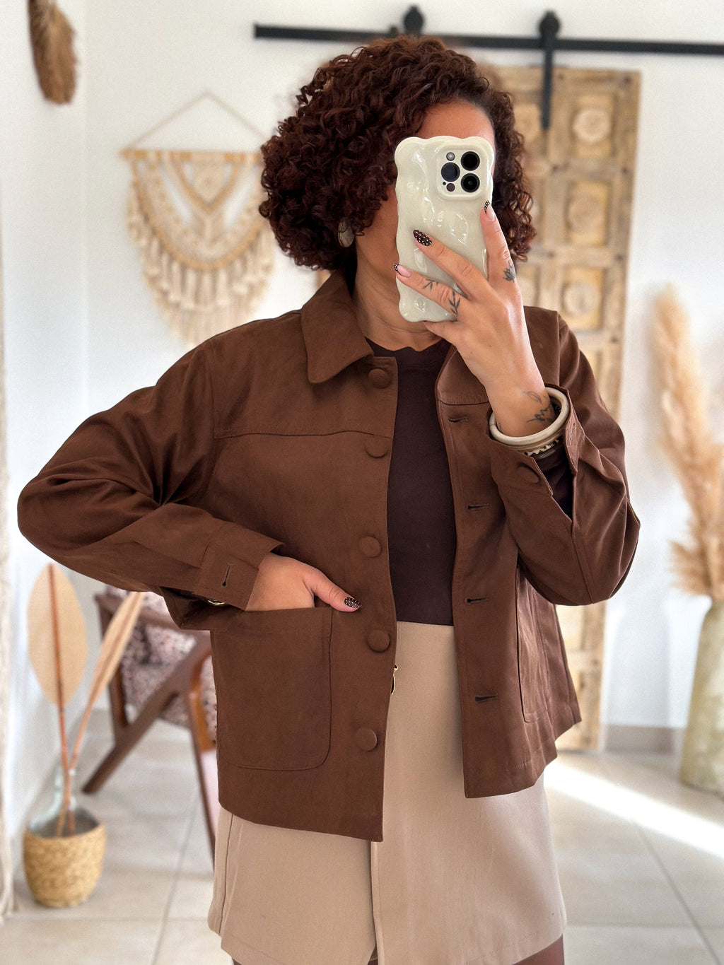 Veste Nora - Suédine camel