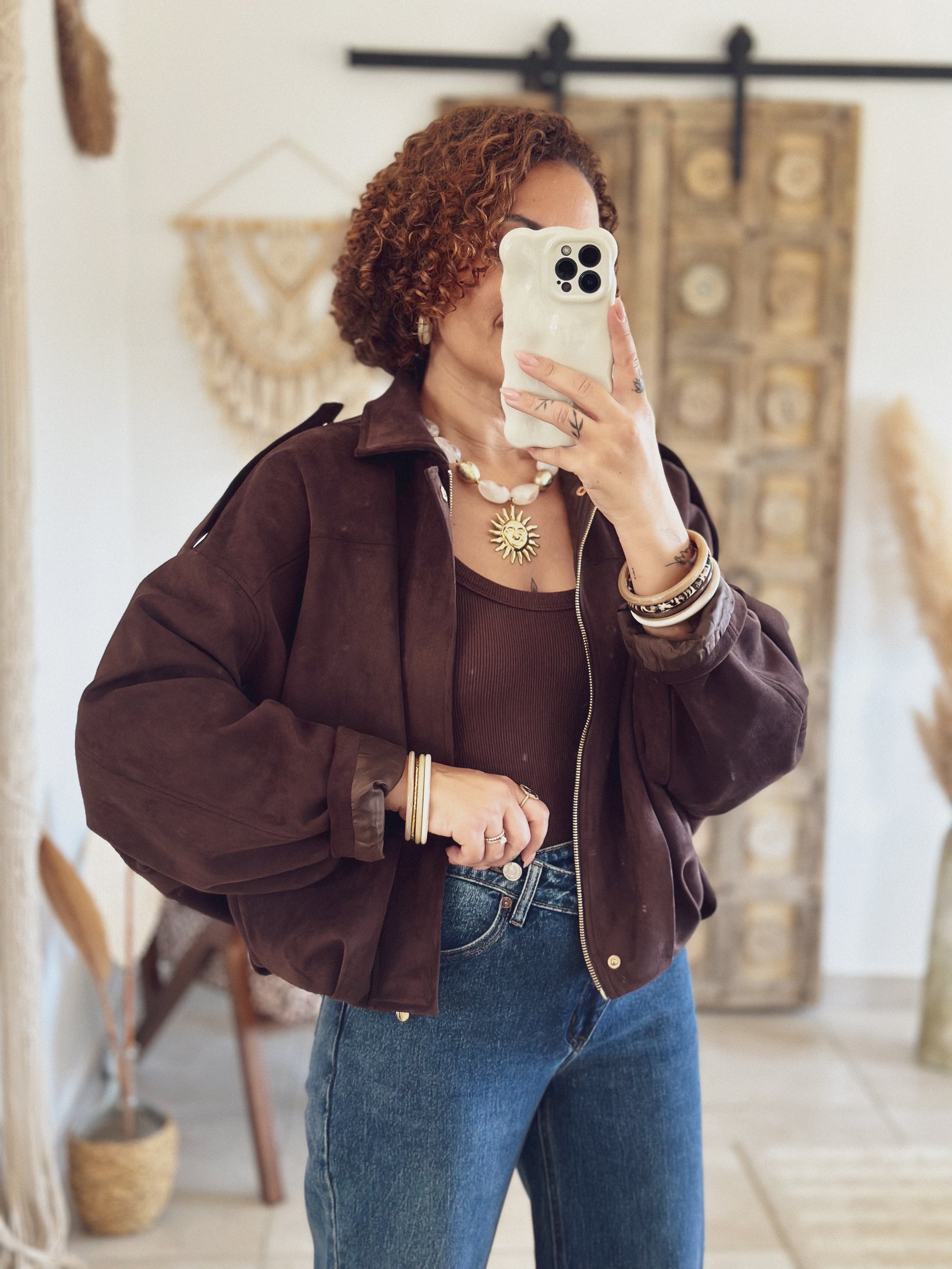 Veste suédine chocolat Alessia