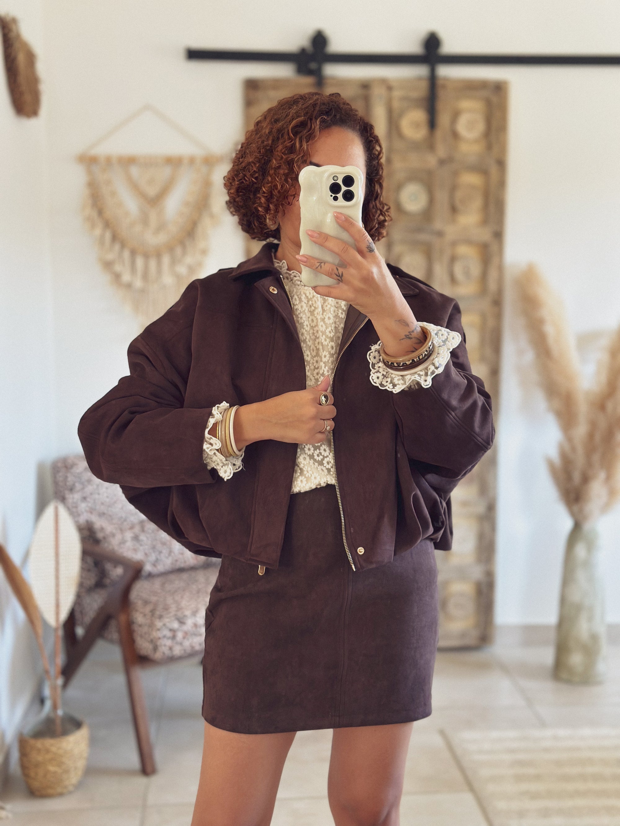 Veste Alessia – Suédine chocolat